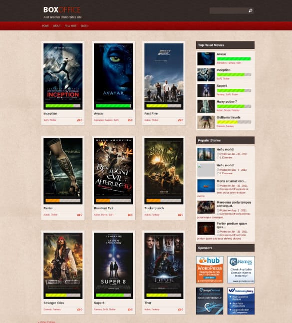 Cinema WordPress Themes & Templates 50