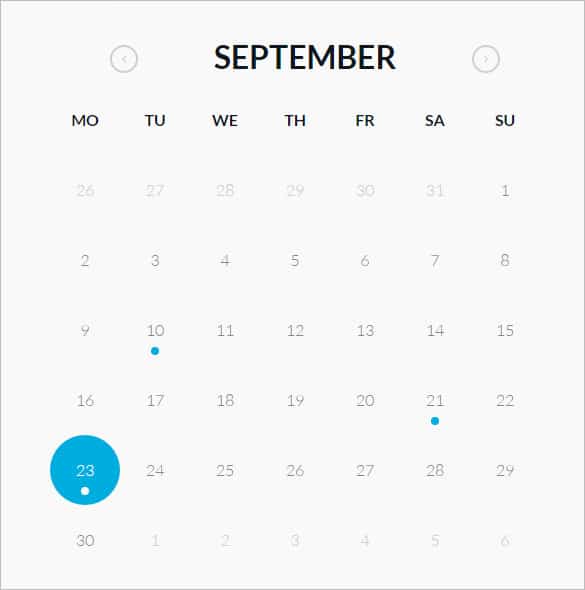 html calendar template 90