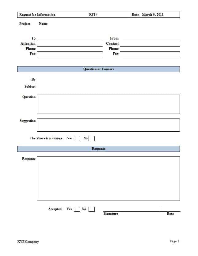 Construction RFI Templates Word Excel Samples Construction RFI Templates Word Excel Samples