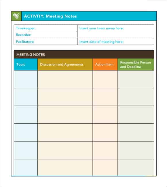 Meeting Note Taking Template