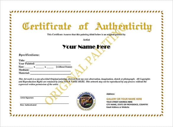 Certificate Of Authenticity Art Template from www.templateswift.com