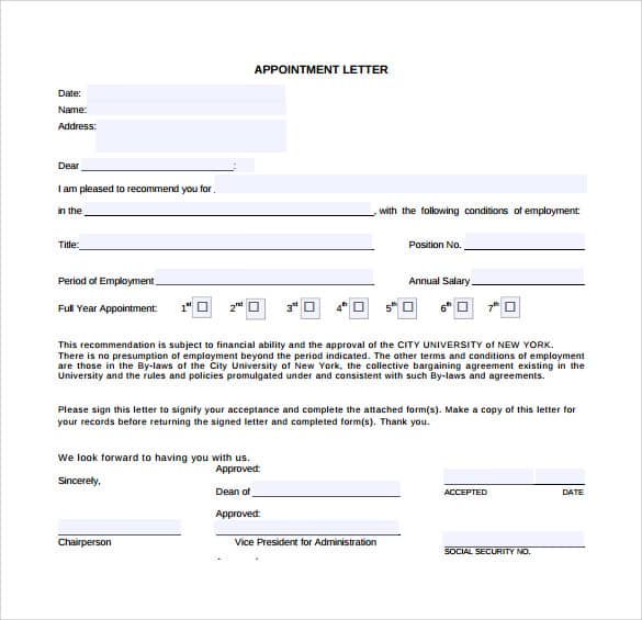 Appointment Letter Template 40