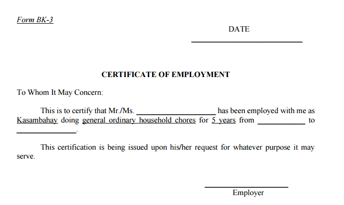 Certificate Of Employment 10