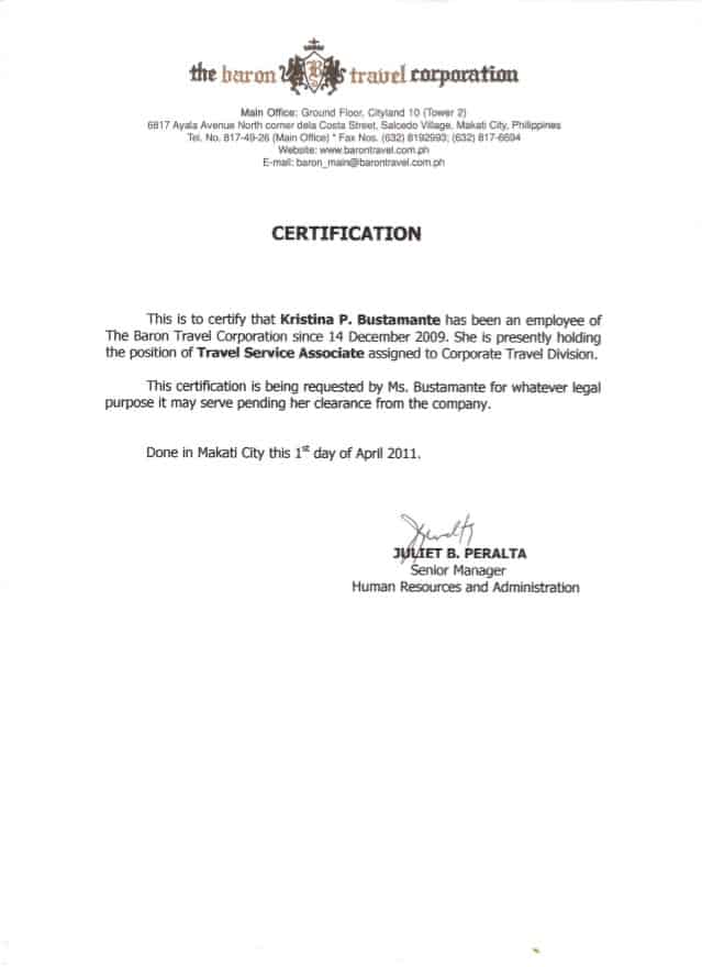 Certificate Of Employment 40