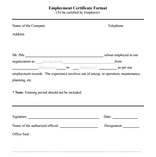 Certificate Of Employment 70