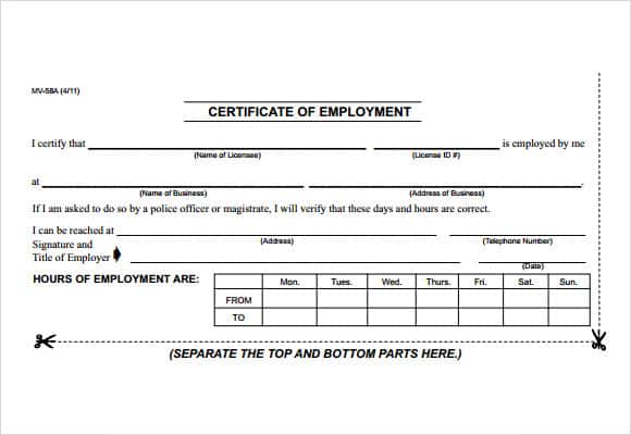 Certificate Of Employment 90