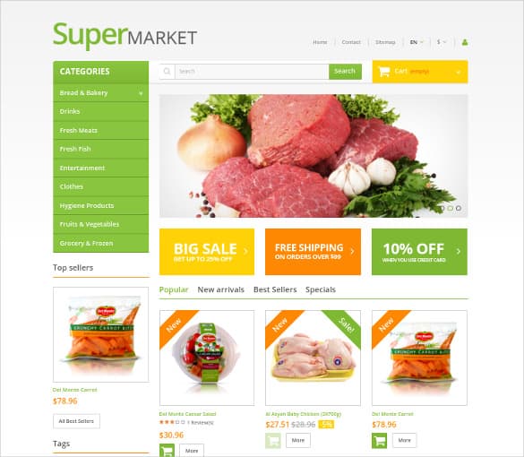 Grocery Shopping Website Templates 555
