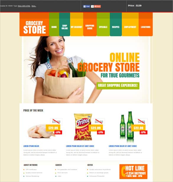 Grocery Shopping Website Templates 888