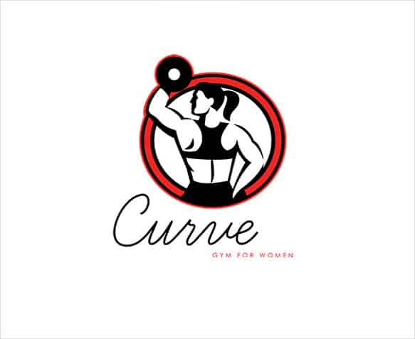 Curve Gym for Women Logo. Logo showing illustration of a female athlete muscle-up lifting dumbbell facing side set inside circle shape done in retro style on isolated white background. 100% re-sizeable vectors. Logo available in vector EPS and AI formats. Fonts and color easy to customize.  Fonts used:Learning Curve Pro  http://www.fontsquirrel.com/fonts/Learning-Curve-Pro and  Century Gothic (system font)