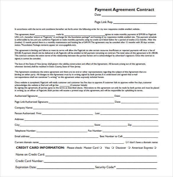 Payment Plan Agreement Template 100