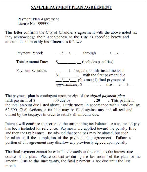 16+ Payment Plan Agreement Templates Word Excel Samples