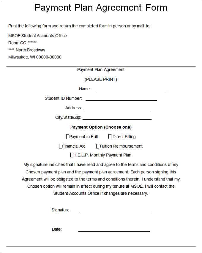 Payment Plan Agreement Template 70