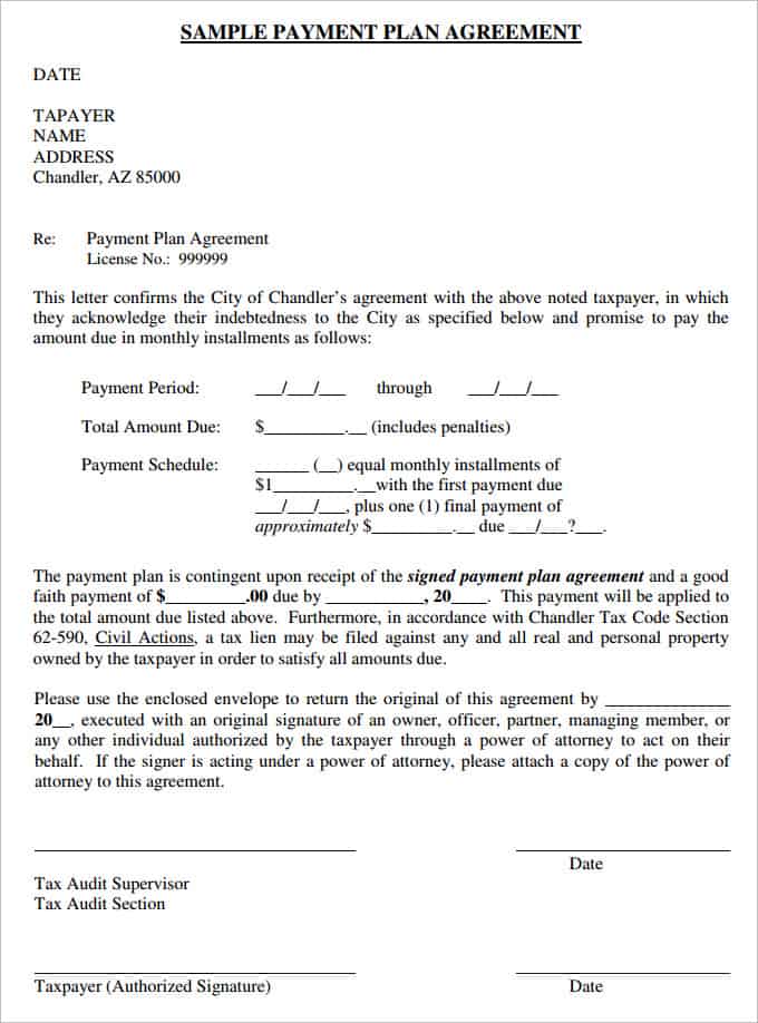 Payment Plan Agreement Template 90