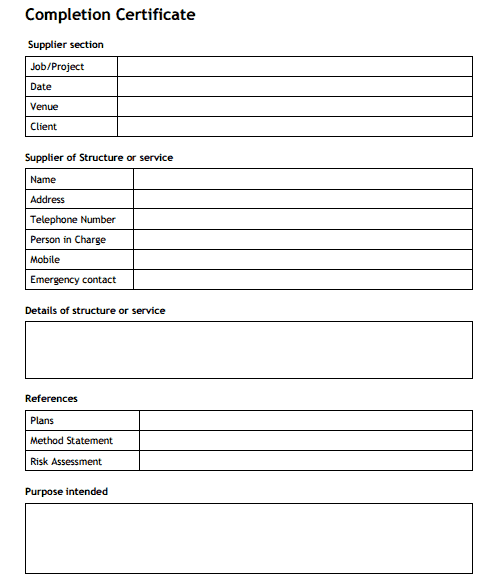 Work Completion Certificate Template 20