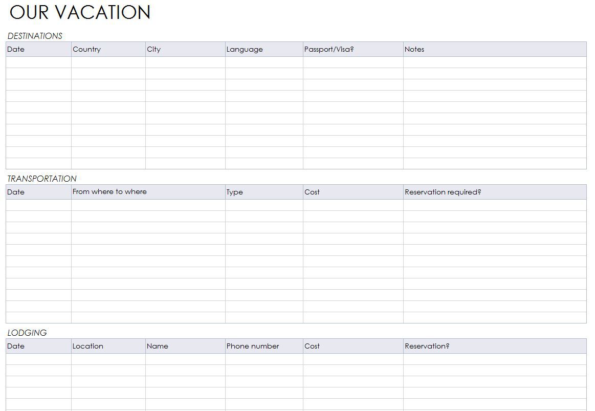 Blank Itinerary Templates - Word Excel Samples Throughout Blank Trip Itinerary Template