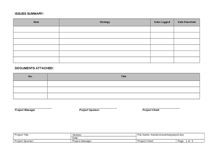 handover report template 111