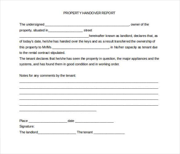 handover report template 444