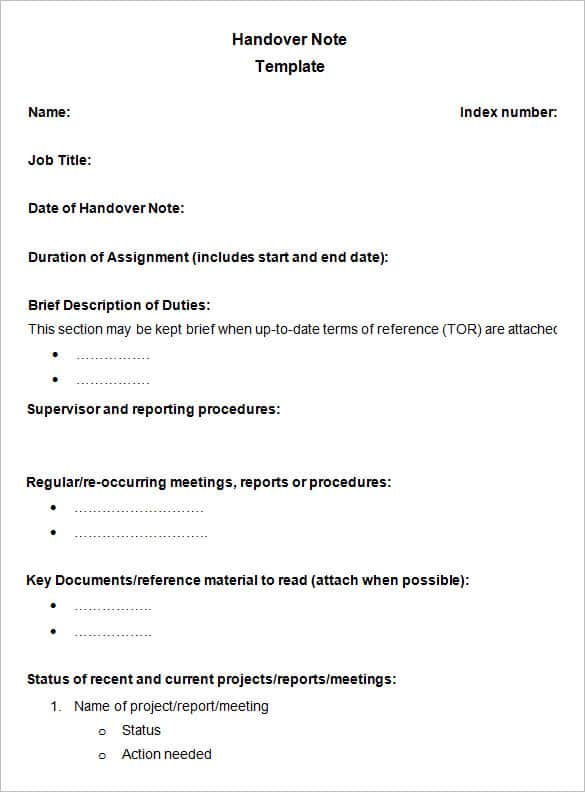 handover report template 555