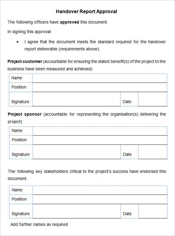 7+ Handover Report Templates Word Excel Samples