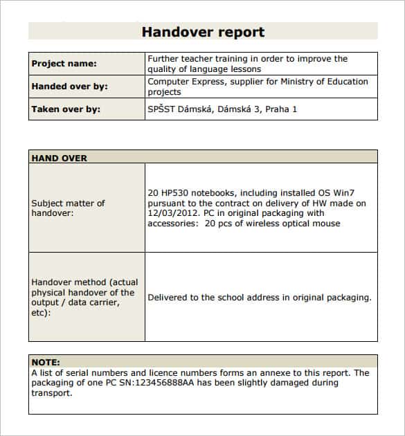 7-handover-report-templates-word-excel-samples