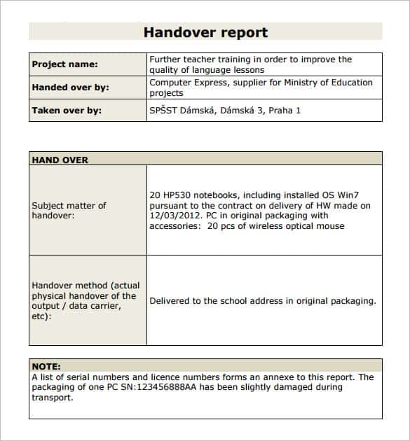 7+ Handover Report Templates Word Excel Samples