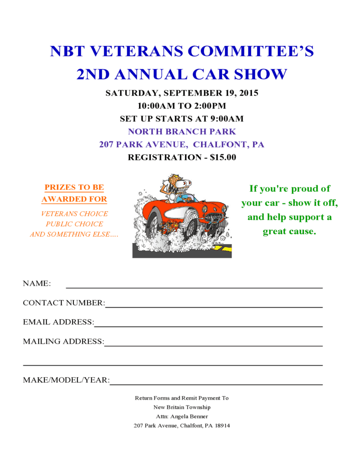 Car Show Registration Form Template 30