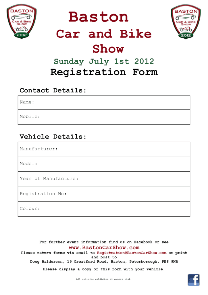 8+ Car Show Registration Form Templates Word Excel Samples