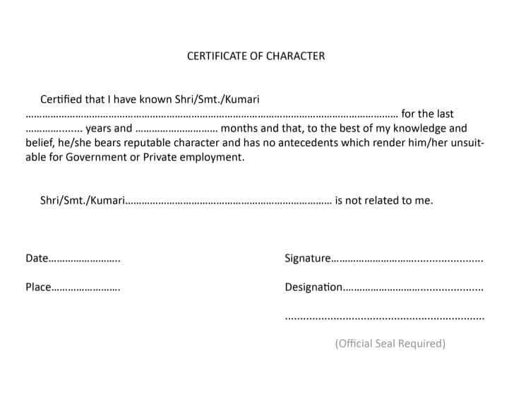 Character Certificate Template 50