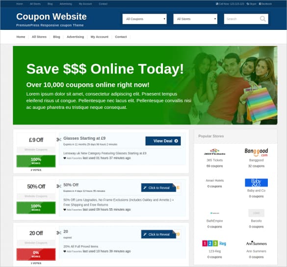 Coupon Website Template 80