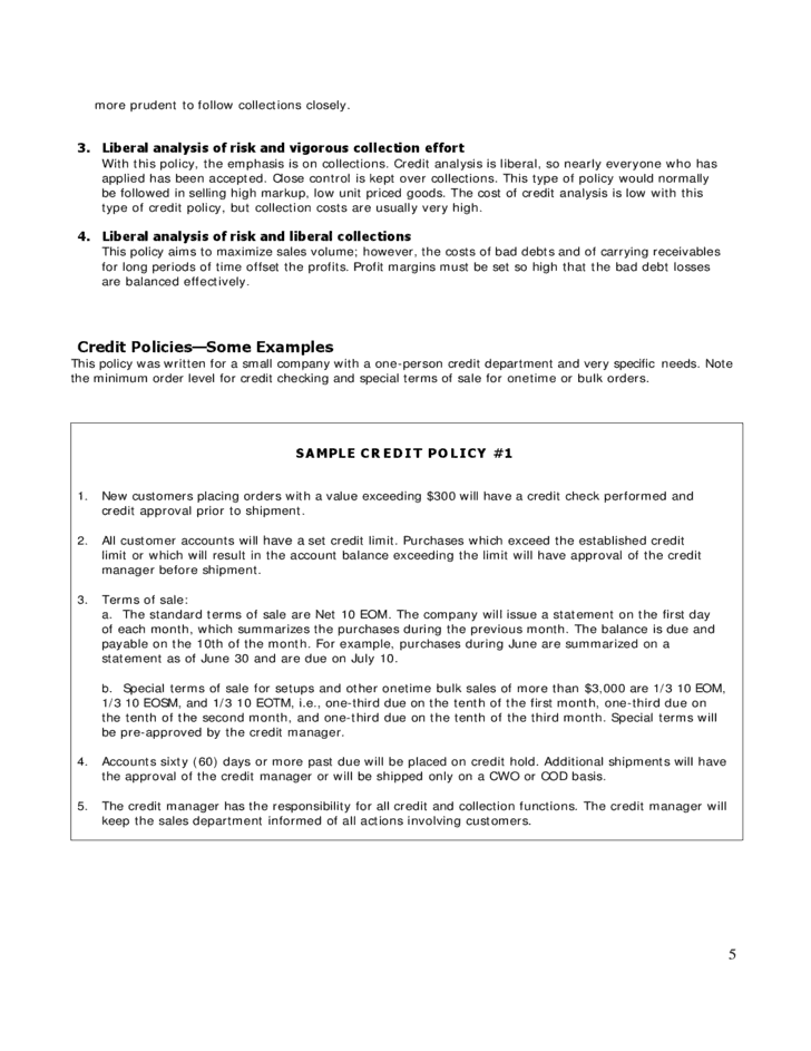 Credit Policy Templates Word Excel Samples