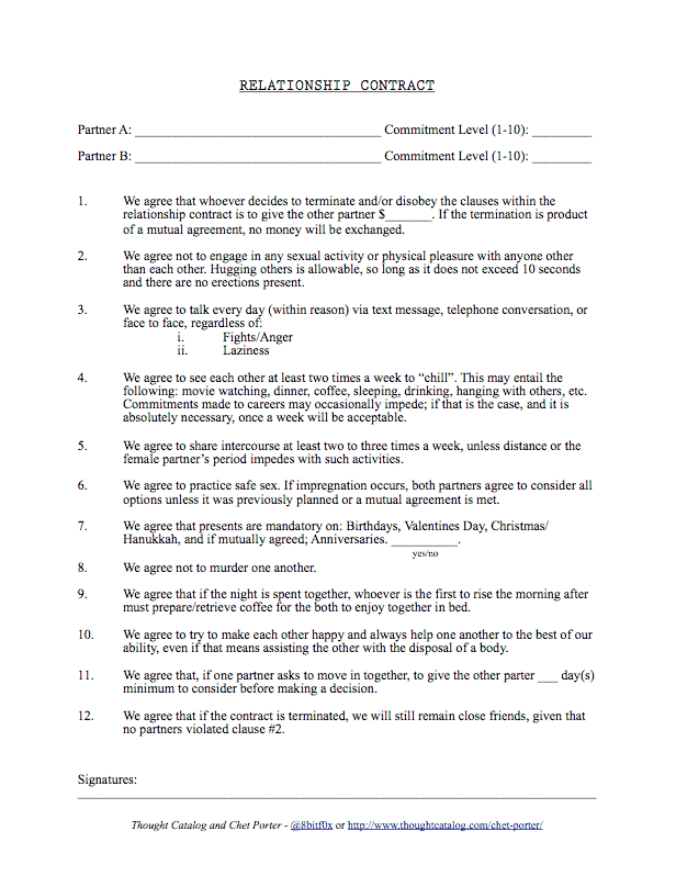 Relationship Contract Template 10