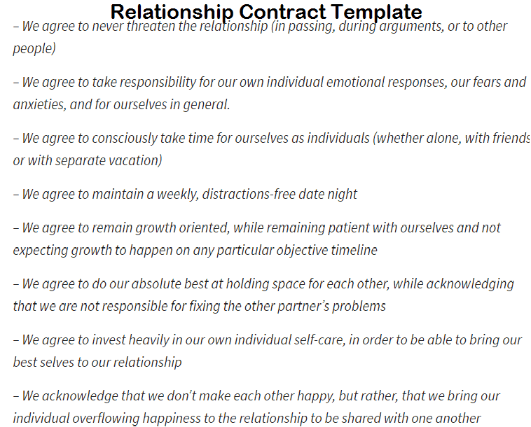 Relationship Contract Template 30