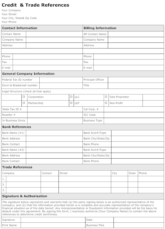 Trade Reference Template 10