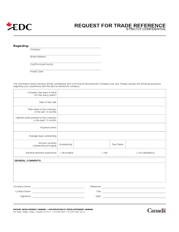 4+ Trade Reference Templates Word Excel Samples