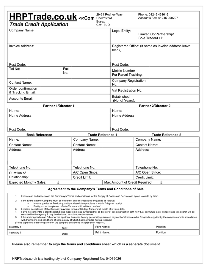 Trade Reference Template 60