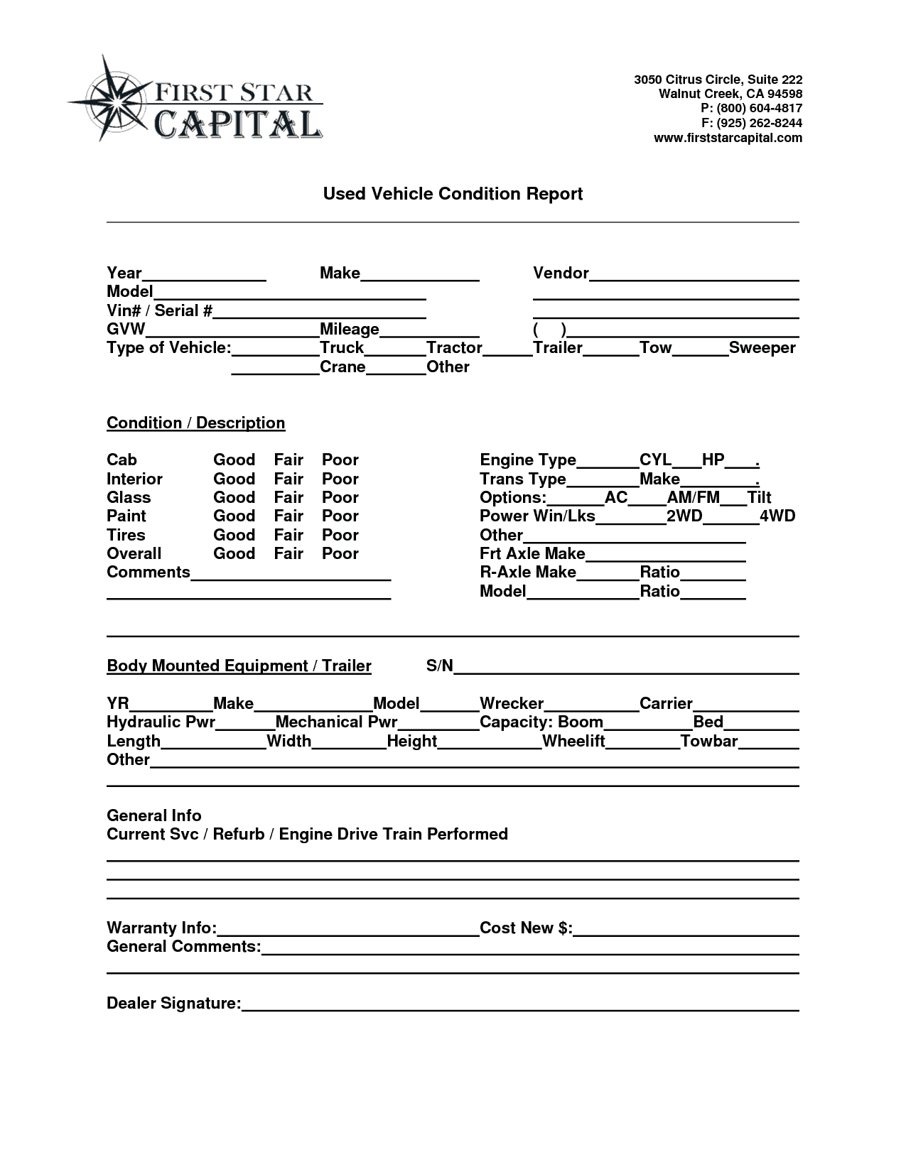 Vehicle Condition Report Template 90