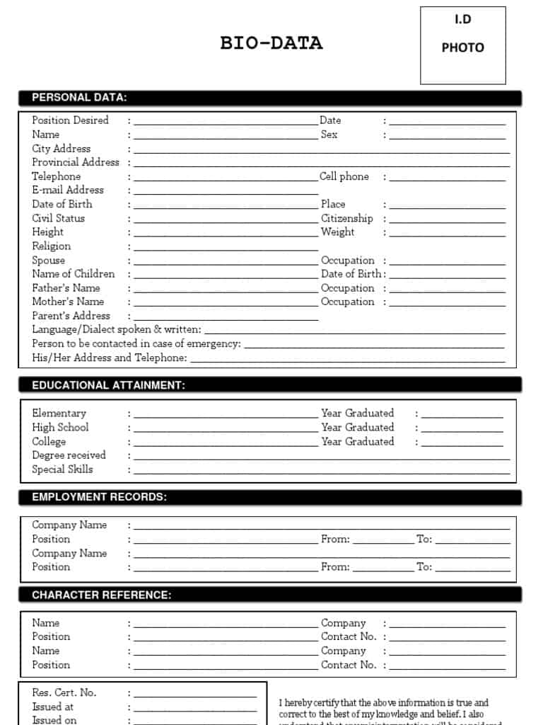 biodata form template 40