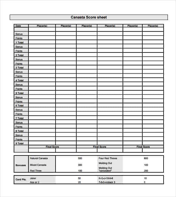 canasta score sheet 30