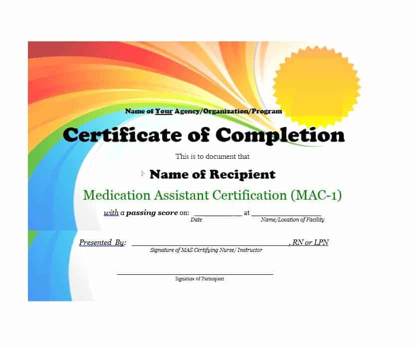 25 Work Completion Certificate Templates Word Excel Samples