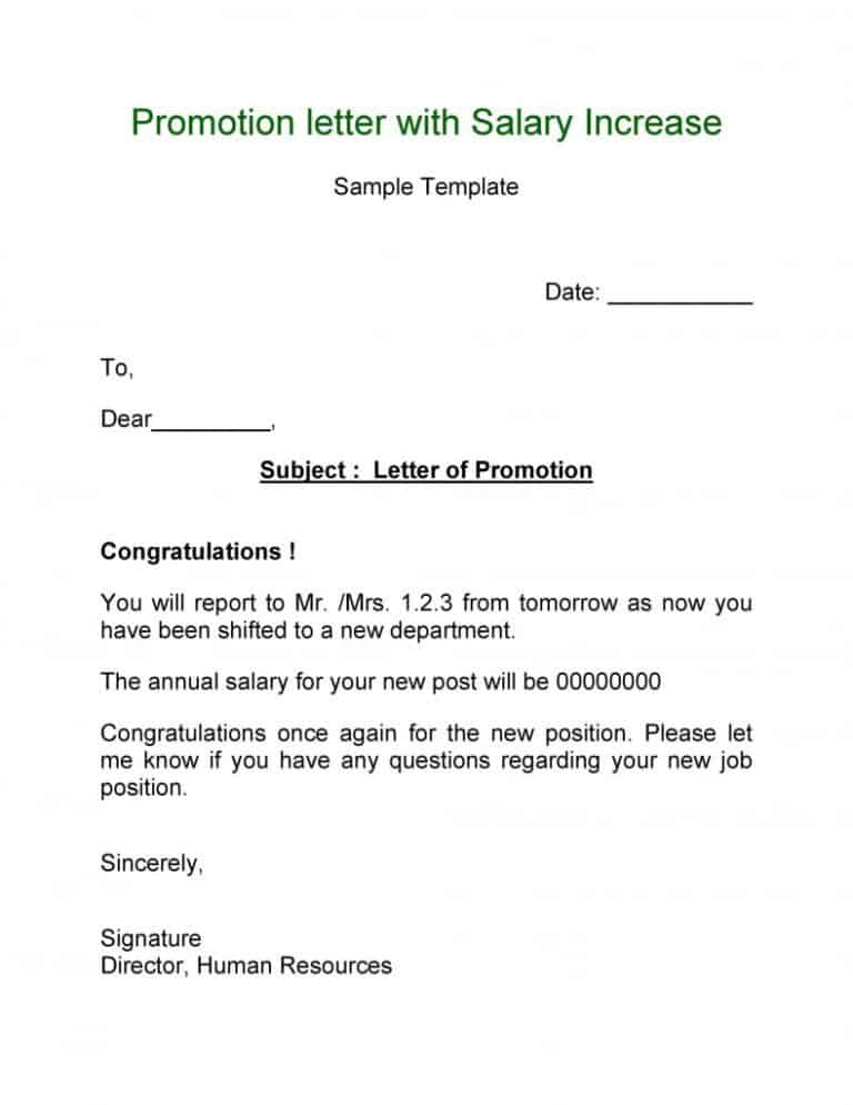 Write letter for job promotion