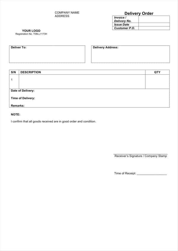 7 Delivery Order Templates Word Excel Samples