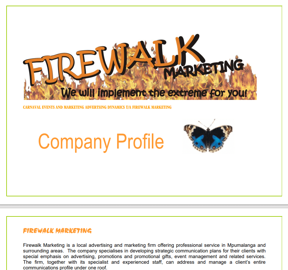 company profile sample pdf