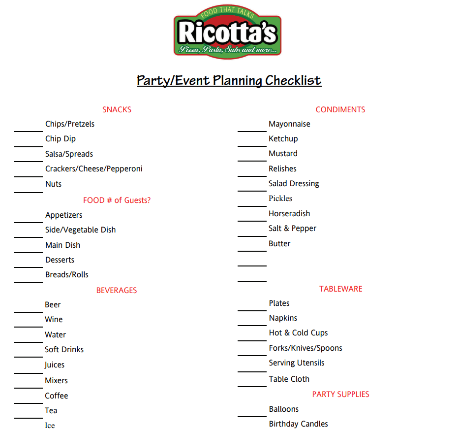 18  Ready to Use Party Planning Checklist Templates Word Excel Samples