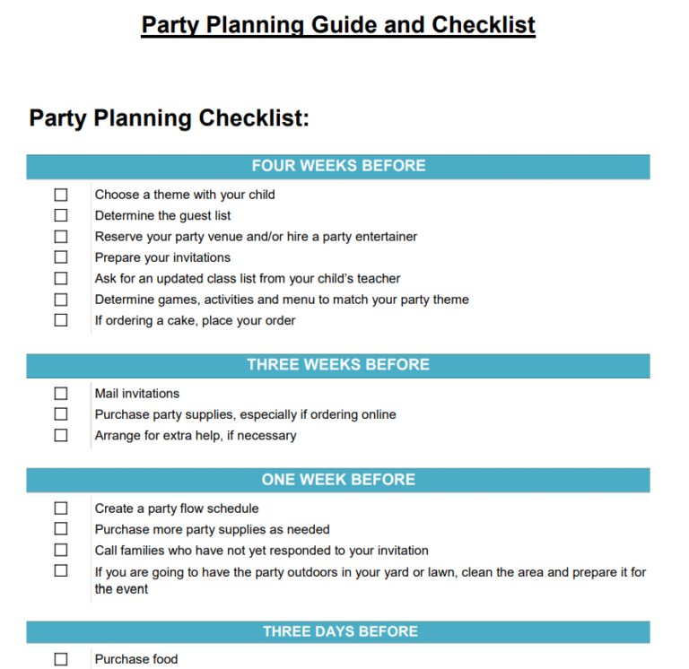 18+ Ready-to-Use Party Planning Checklist Templates - Word Excel Samples