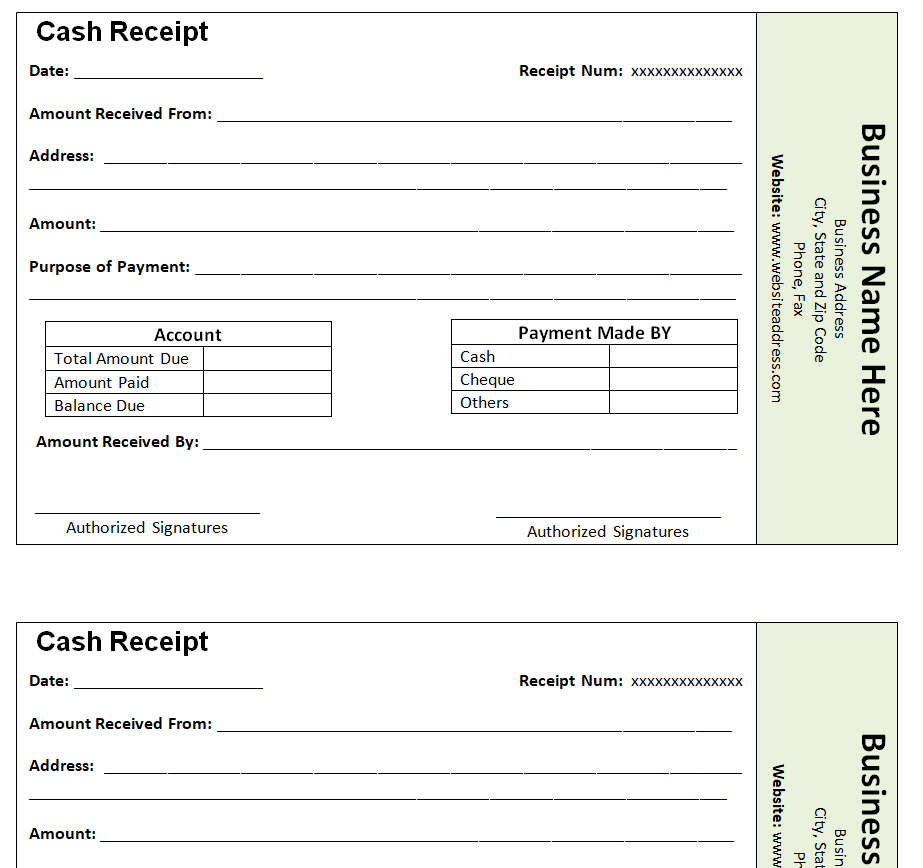 20+ Easily Customizable Payment Receipt Formats - Word Excel Samples