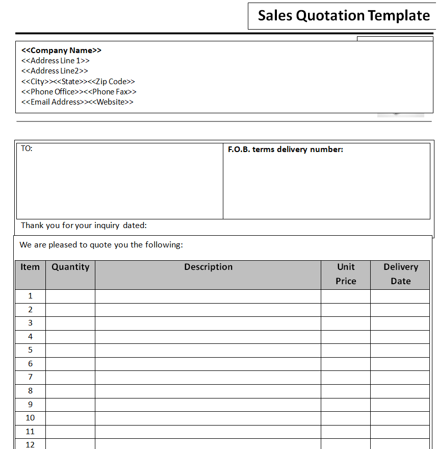 travel quotation format download