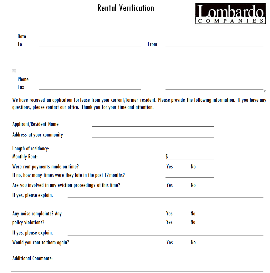 15+ Useful Rental Verification Form Templates - Word Excel Samples