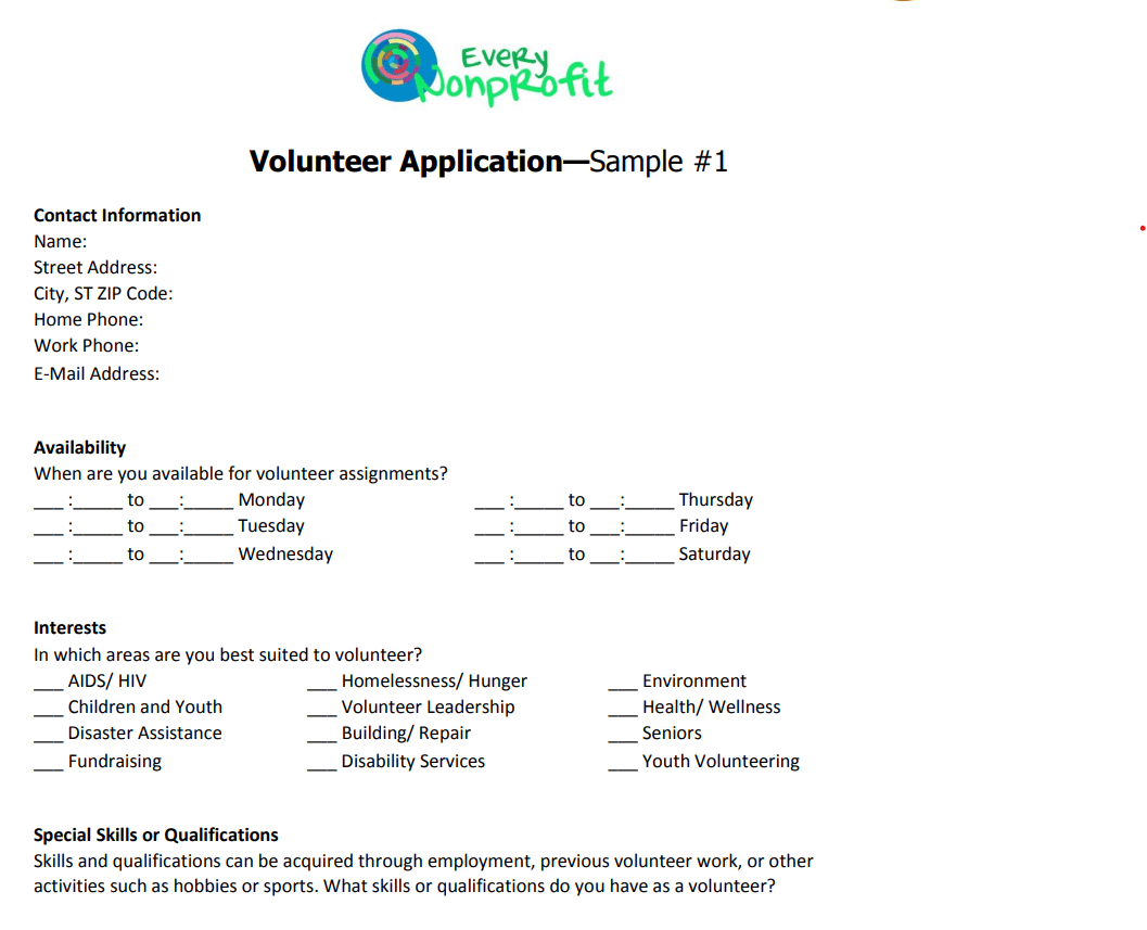 18+ Real Volunteer Application Templates [PDF & WORD] Word Excel Samples