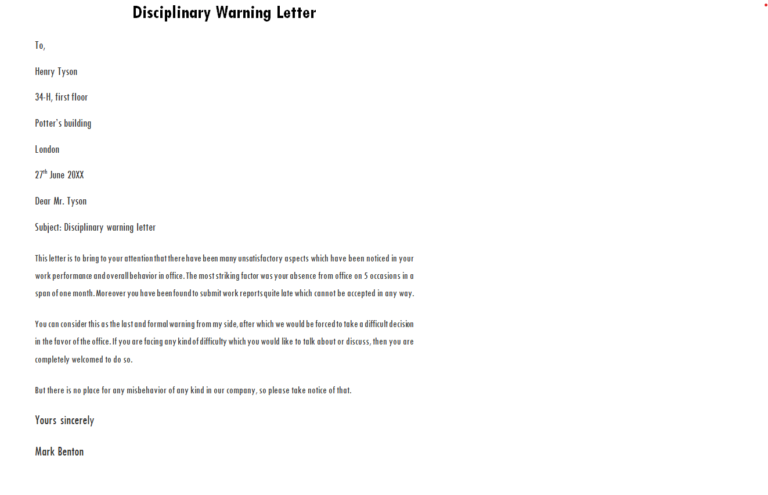 21+ FREE HR Warning Letter Templates in MS WORD - Word Excel Samples